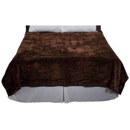 BEDFORD HOME Bedford Home 66A-04353 Solid Soft Heavy Thick Plush Mink Blanket; 8 lbs - Coffee 66A-04353